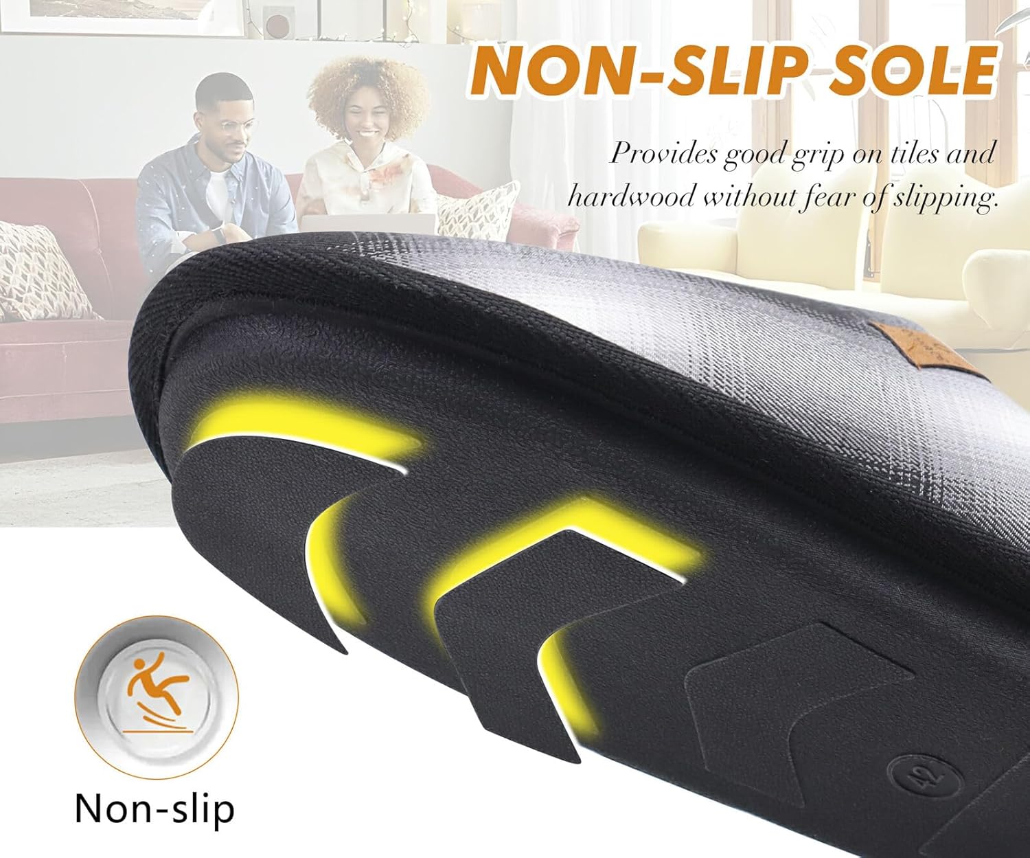 Мужские уютные тапочки COFACE с амортизирующей мемори-пеной, удобные, с легким подскоком, теплые домашние/шлепанцы с поддержкой свода стопы, резиновая подошва, размер 7-15, черный/серый — фото 4