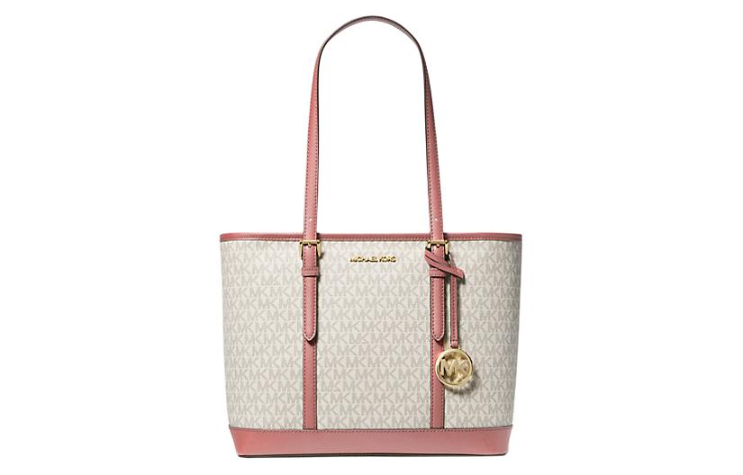 

MICHAEL KORS Сумка-шоппер Jet Set Travel из холщовой ткани с покрытием, женская, розовая, разноцветная, ванильная