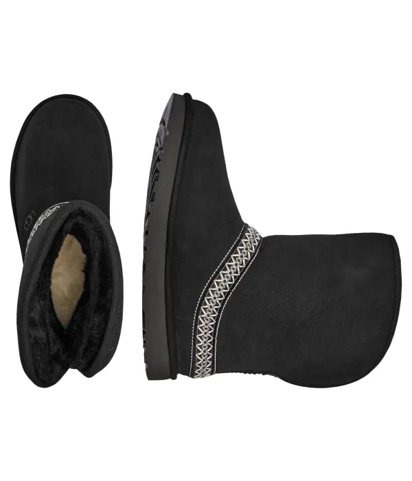 Кожаные зимние ботинки классические короткие полумесяц Ugg, черный — фото 4