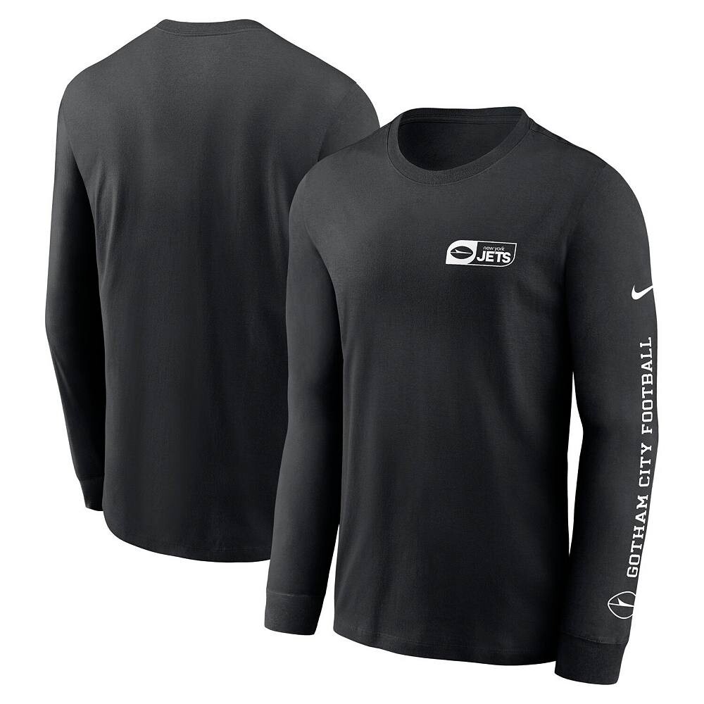 Мужская черная футболка с длинным рукавом Nike New York Jets All Out, цвет Jet Black — фото 2