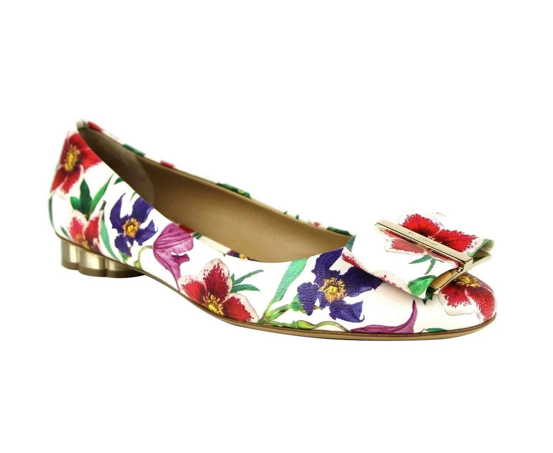Женские кожаные балетки Salvatore Ferragamo, мультиколор