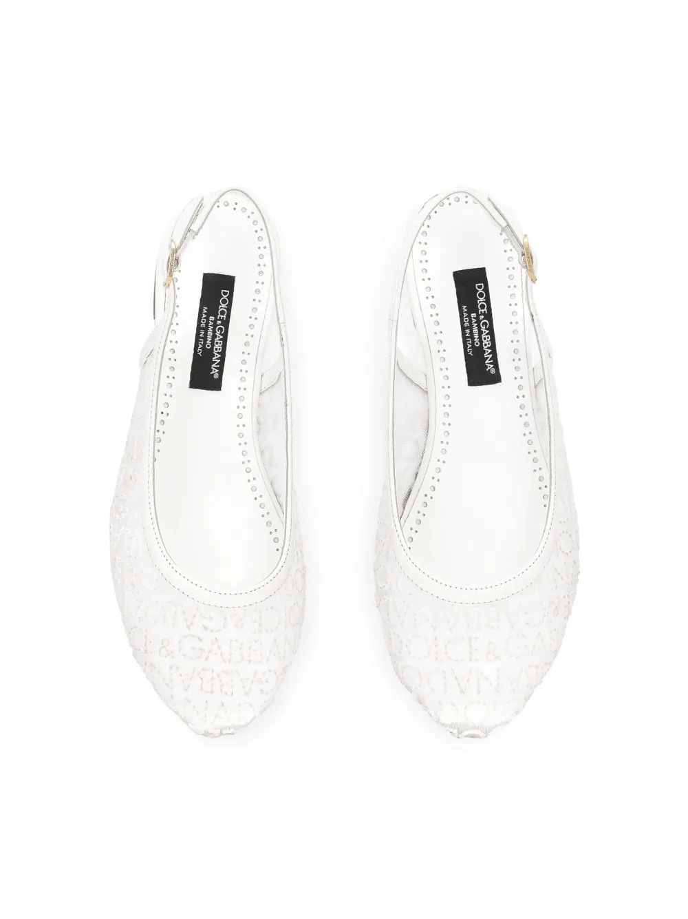 Сетчатые балетки с вышитым логотипом DG Dolce & Gabbana Kids, белый — фото 4