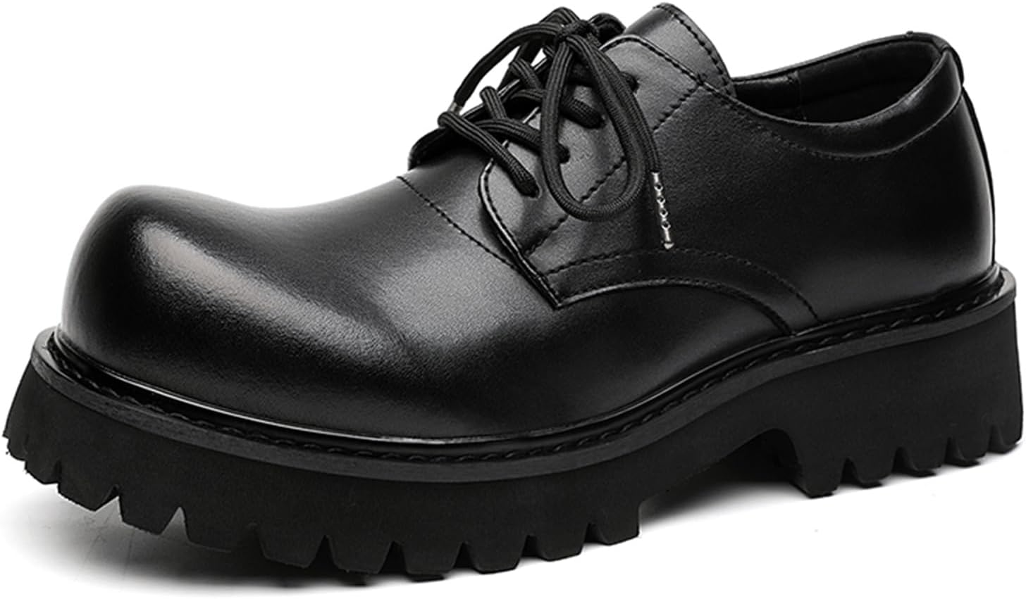 

Мужские модные туфли с высоким носком, повседневные, на платформе, массивные, оксфордские, деловые, формальные, черные кожаные туфли Njzqkwm