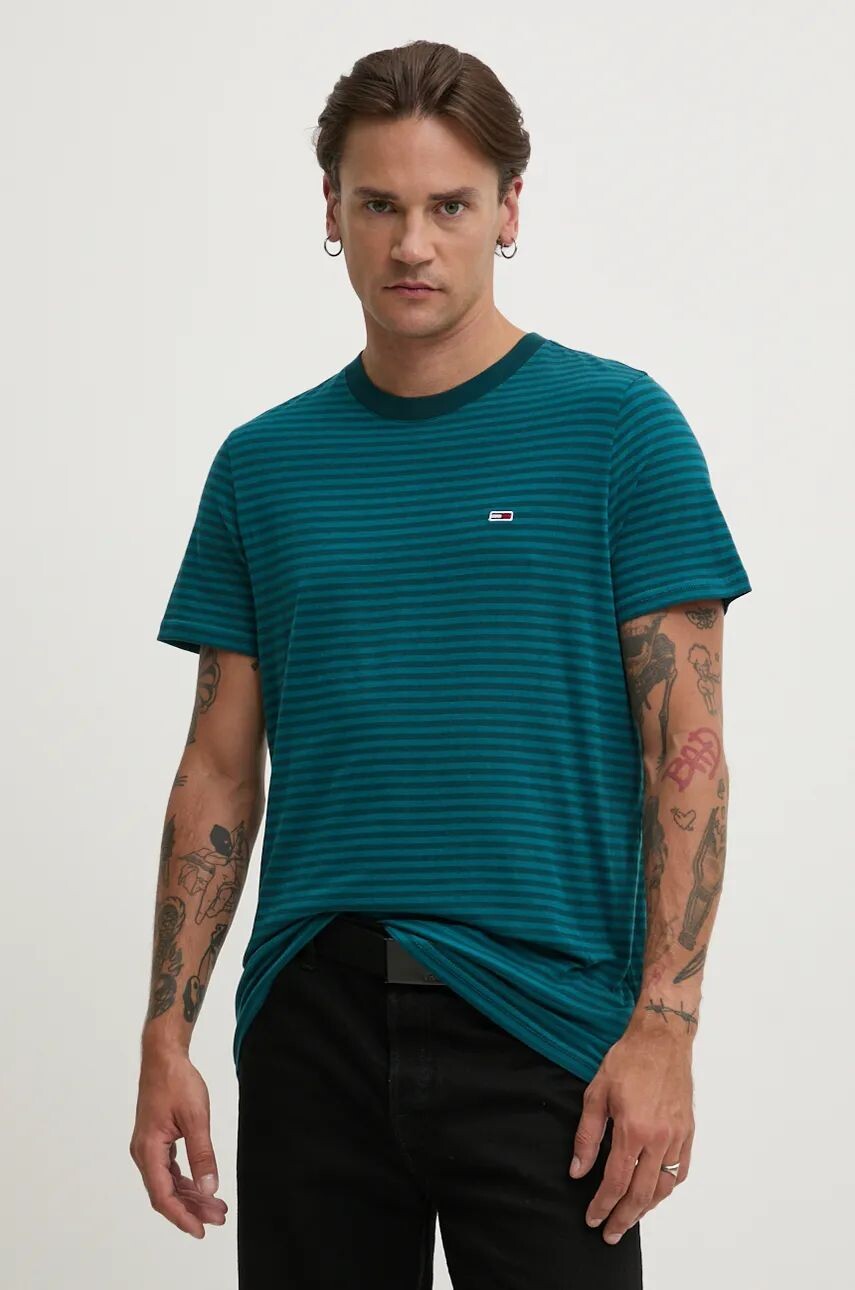 

Хлопковая футболка Tommy Jeans, бирюзовый