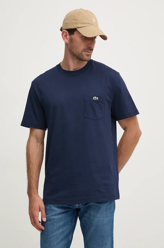 

Хлопковая футболка Lacoste, темно-синий