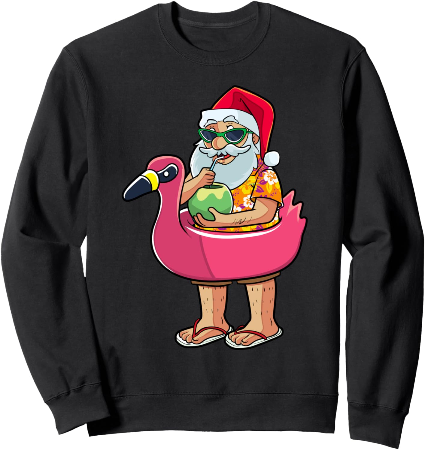 

Рождественская толстовка для мужчин на лето с забавным изображением Санты и фламинго в виде фламинго Christmas In July Merry Gift Store, черный