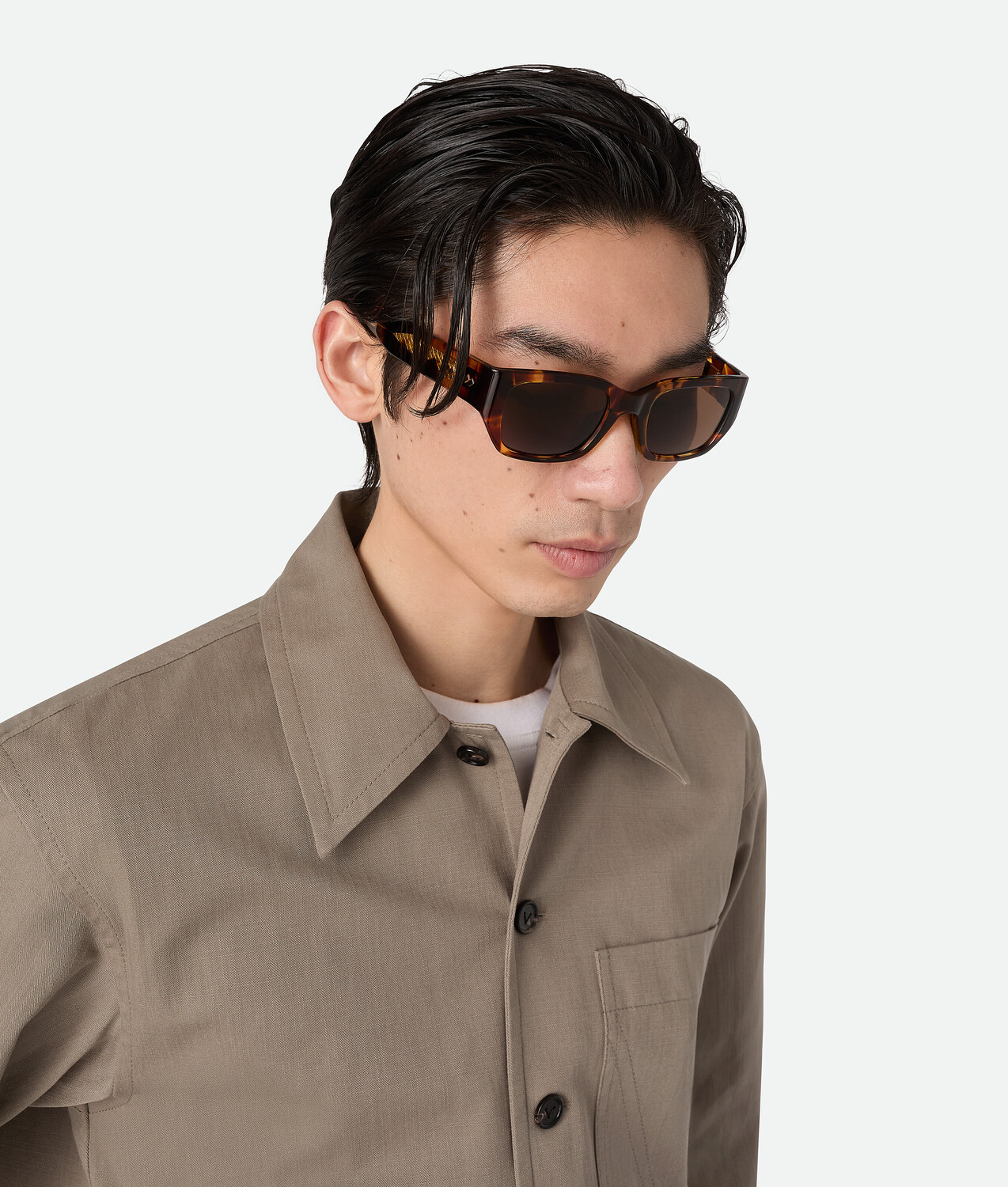 Intrecciato square sunglasses BOTTEGA VENETA, коричневый/гавана — фото 2