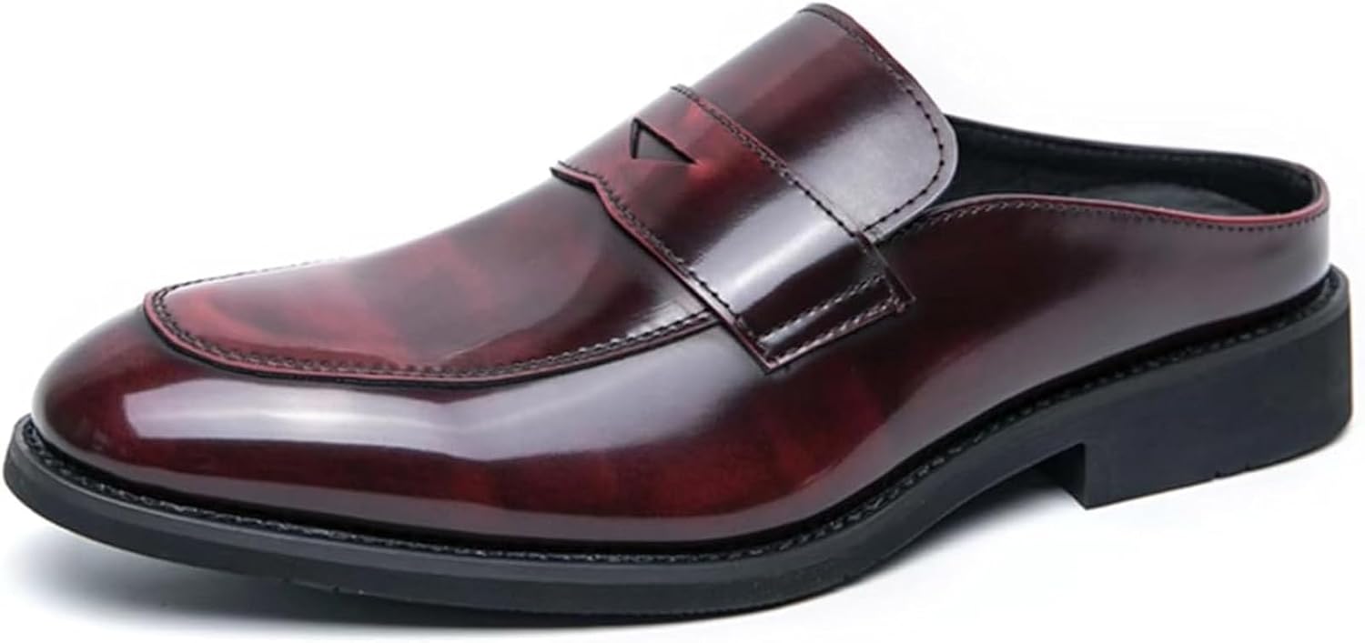 

Мужские лоферы Xinduoyu из лакированной кожи без шнуровки, летние мокасины с крылышком, задник отсутствует, формальные деловые мюли, коричневый