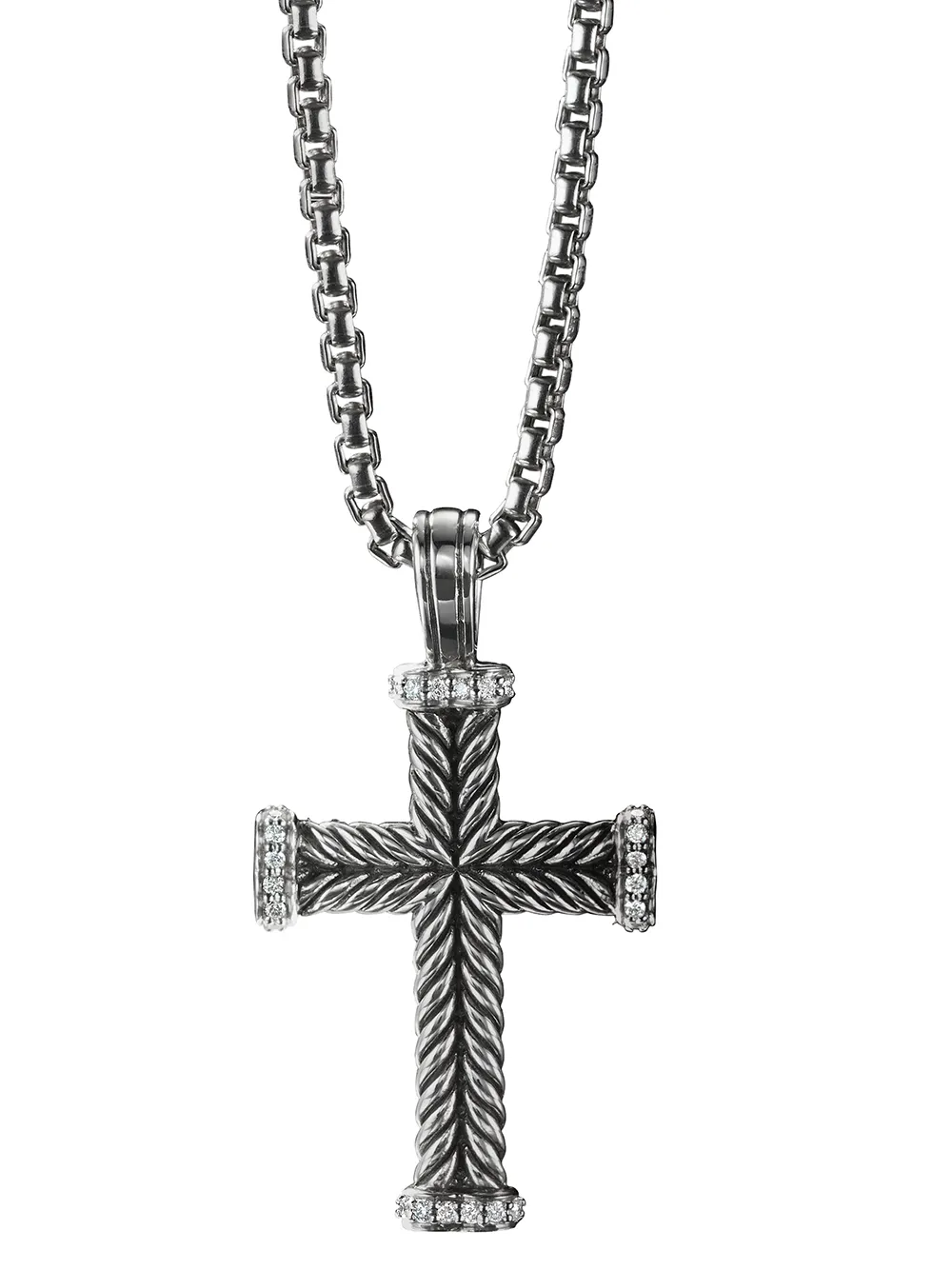

Серебряная подвеска Chevron Cross с бриллиантами (33.5 мм) David Yurman, серебяный