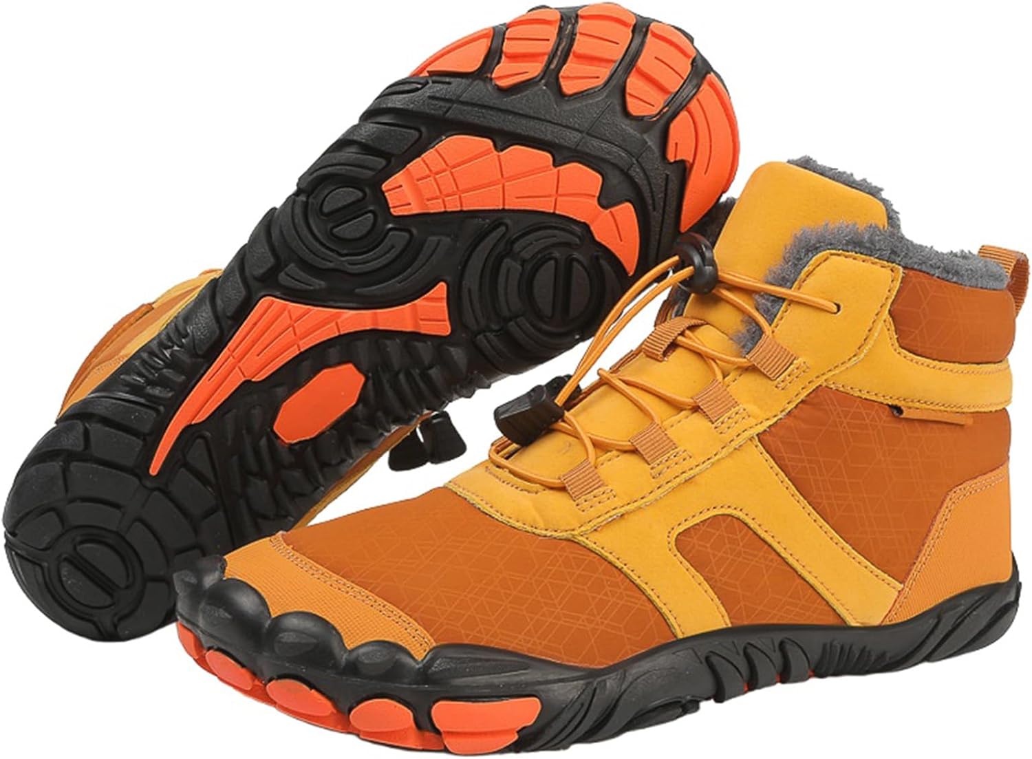 

Походные ботинки для женщин и мужчин, зимние теплые ботинки на меховой подкладке, дышащая нескользящая спортивная обувь, удобный ботинок с нулевым перепадом высоты подошвы, унисекс, водостойкая обувь Movnebyro, желтый