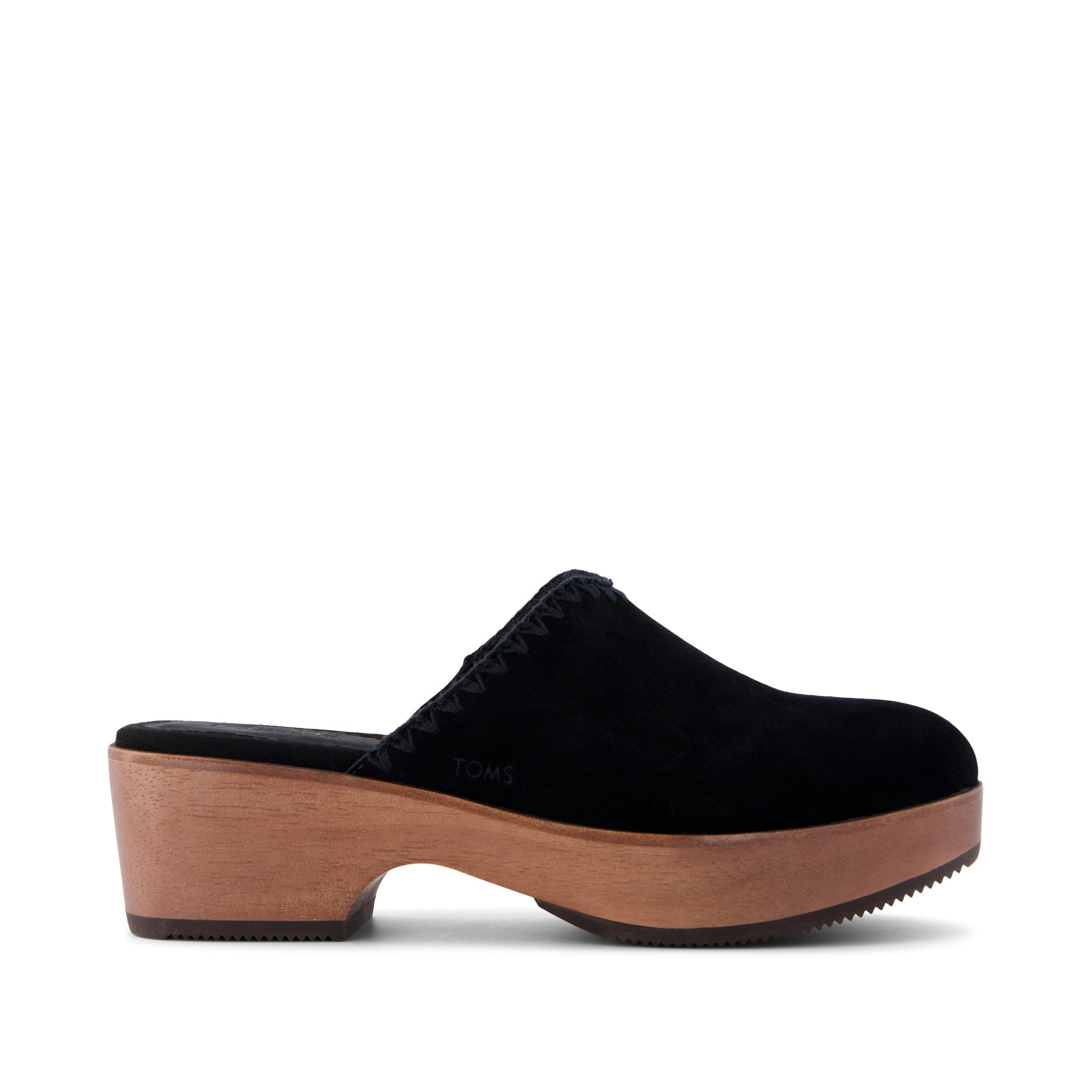 Addison черные замшевые сабо на каблуке с декоративной строчкой TOMS Shoes