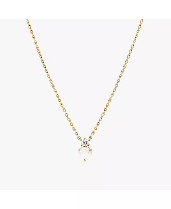 

Ожерелье с двумя камнями-зодиаками, покрытое 14-каратным золотом, идея для личного подарка на праздник Bearfruit Jewelry, opal