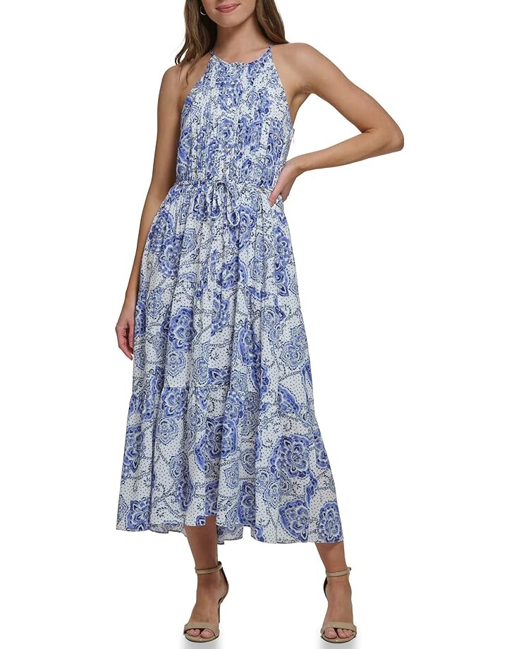 

Платье Tommy Hilfiger Pleated Button Front Maxi, цвет Ivory/Carmine Rose