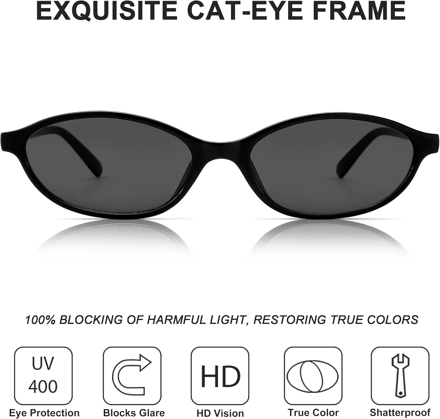 

Солнцезащитные очки Bouryo Retro Oval для женщин - маленькие очки-«кошачий глаз» в стиле 90-х - легкие, узкие, модные, A5-(2 Pack) Black/Gray + Black/Orange Yellow