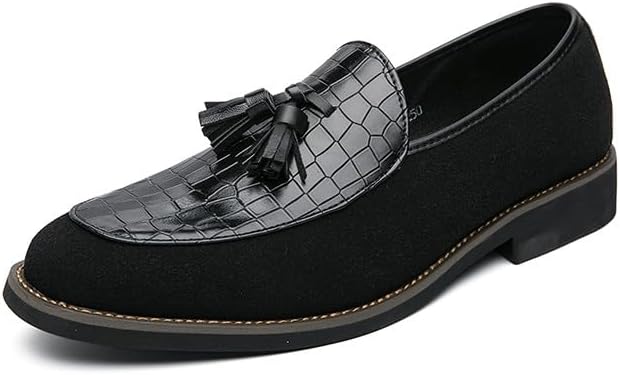 

Мужские кожаные лоферы Santimon с крокодиловым рисунком и кисточками, черный