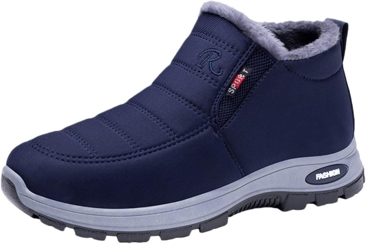 

Теплые зимние ботинки, легкие с мехом, пушистые, с поддержкой свода стопы, на легкой шнуровке, для походов, унисекс Generic, темно-синий