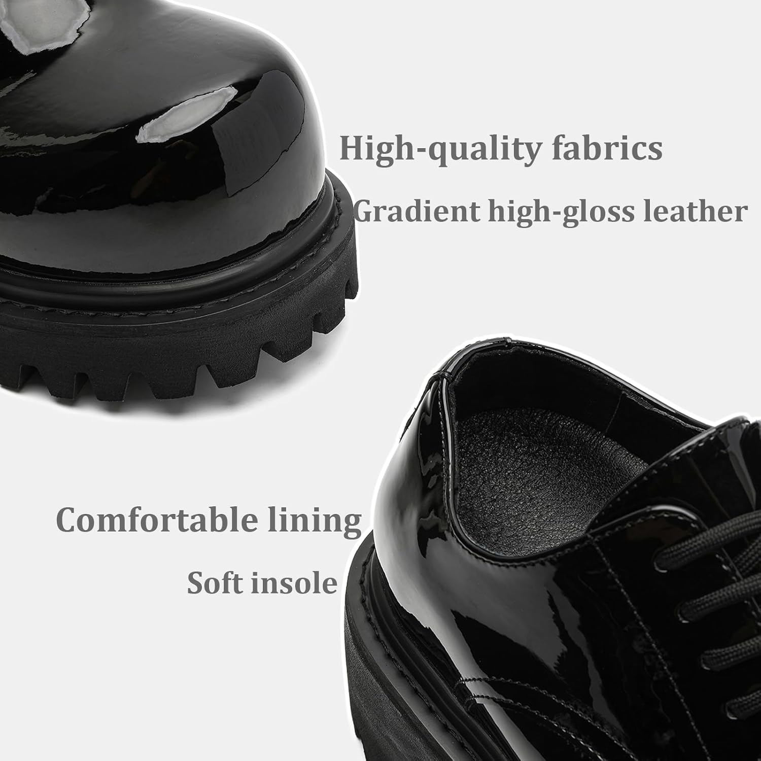Мужские оксфорды на платформе из градиентной лаковой кожи с большим круглым носком и массивным каблуком, дерби, повседневная мода, шнуровка, деловая обувь для офиса Bwseobg, желтый — фото 4