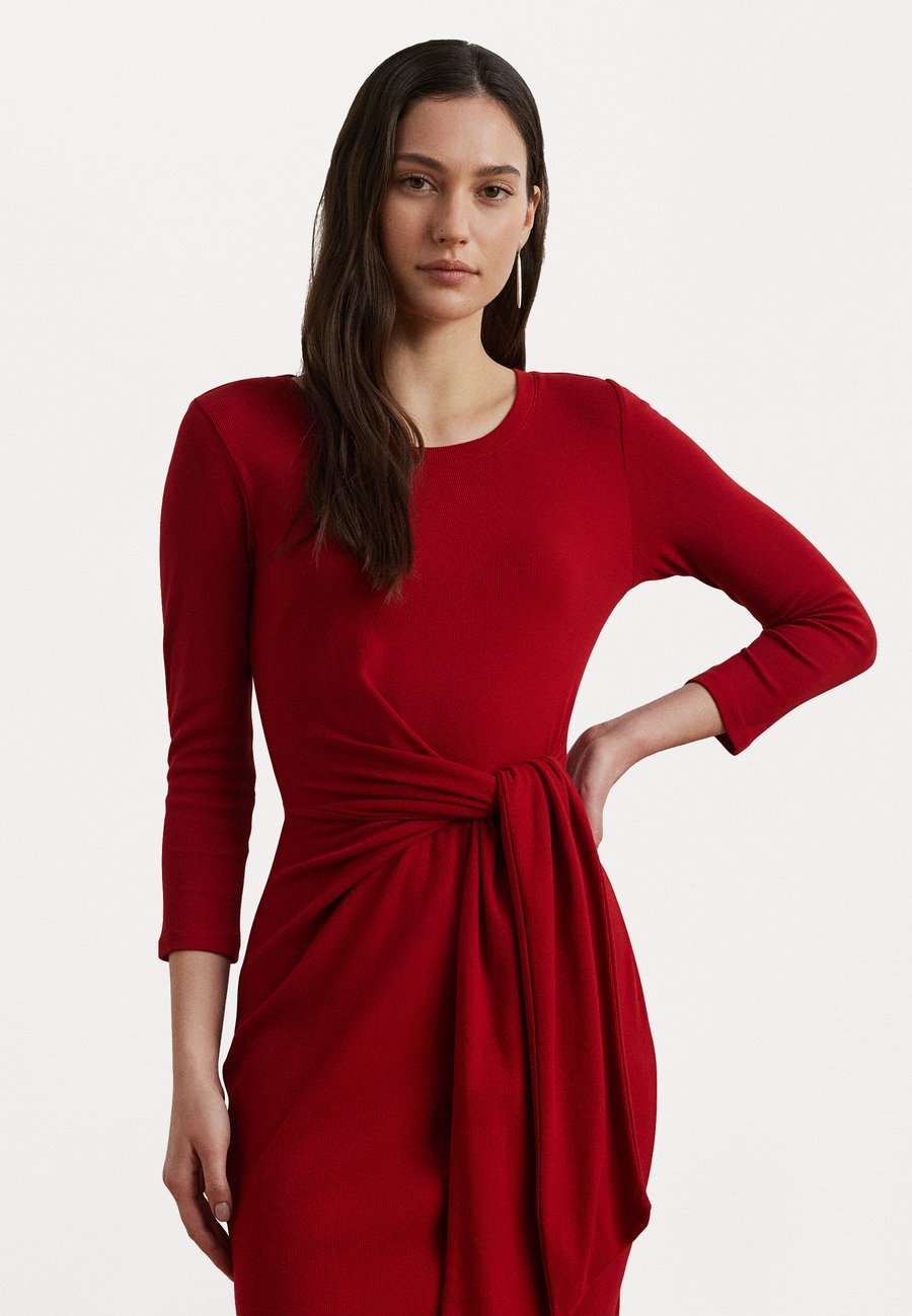 

Платье Lauren Ralph Lauren Tie Front Cotton Blend Crewneck Dress, Madison Red/Dark Red