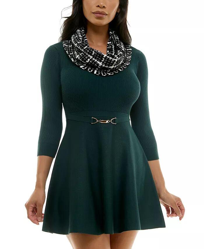 

Платье-свитер с шарфом и клешем для юниоров BCX, зеленый