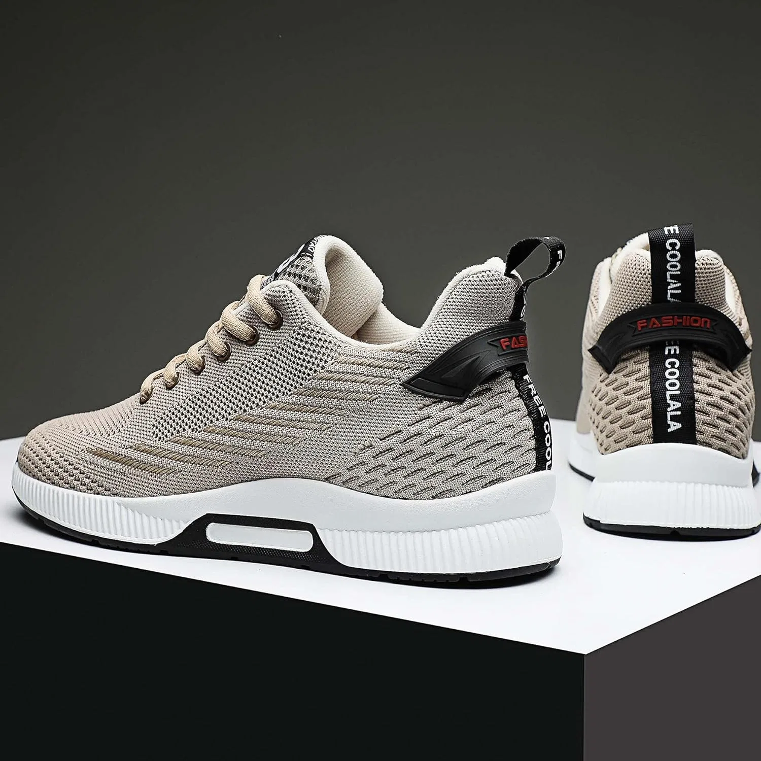 Кроссовки CERYTHRINA Atmungsaktiv Freizeit Turnschuhe Herren Leichtgewicht Sportschuhe Klassische Mode Komfort Schnürschuhe rutschfeste Outdoor Trainingsschuhe, Beige — фото 3