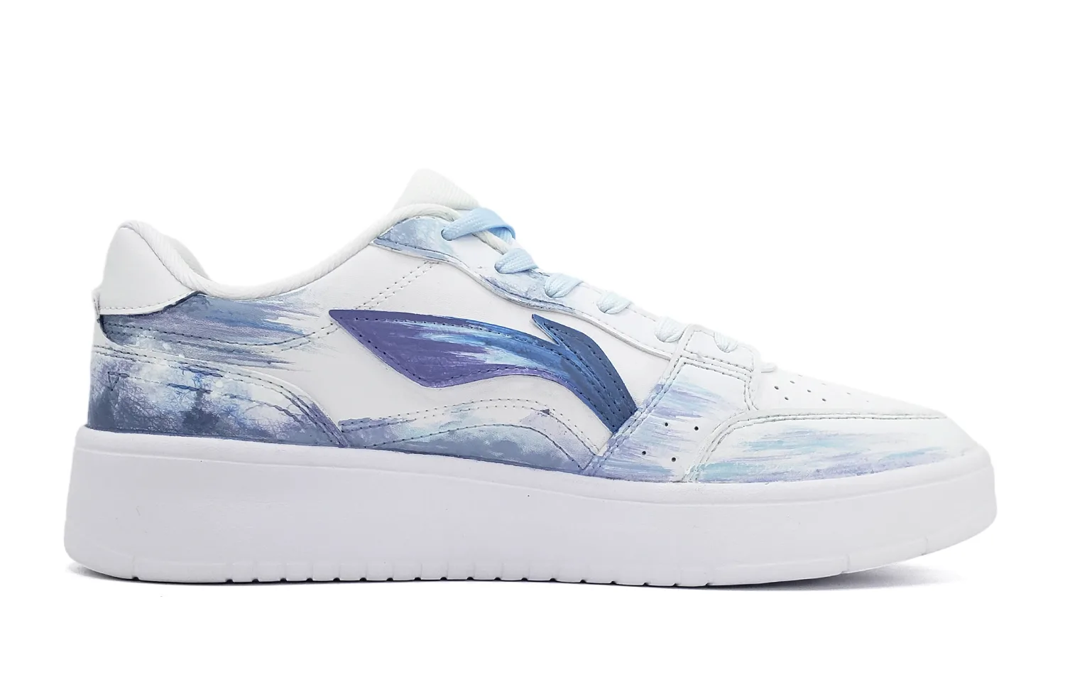 Li-Ning Sycee Star Mist, ручная роспись, градиент, звездчатый шарм, парные, мужские, повседневные, зимние, на флисе, белый синий — фото 3
