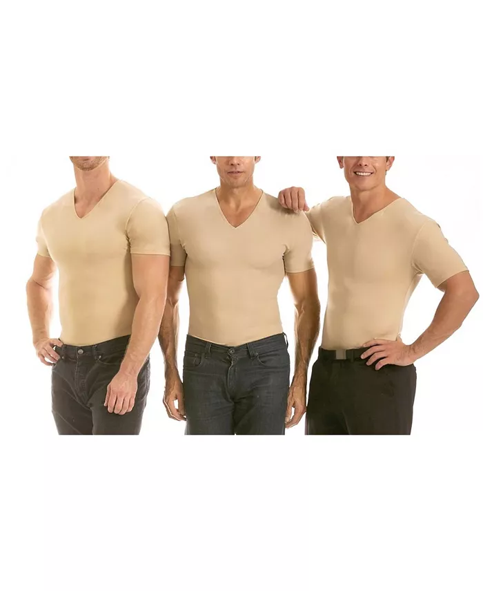 

Insta Slim Мужские Футболки с V-образным вырезом и коротким рукавом, компрессионные, 3 шт Instaslim, коричневый/бежевый