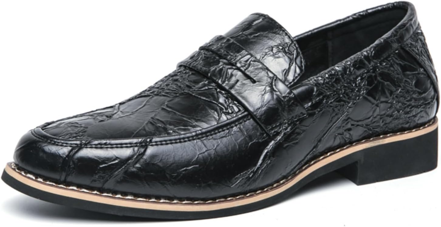 

Мужские текстурированные лоферы Aokisx, модная обувь для формальных и повседневных мероприятий - стильные для ужинов, деловых встреч и ежедневных поездок, черный