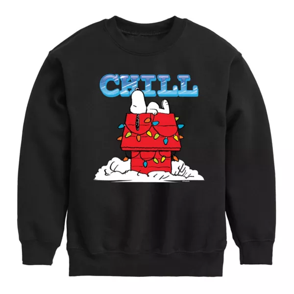 

Флисовая толстовка с принтом «Peanuts Snoopy Chill Crew» для мальчиков 8-20 лет Licensed Character, черный