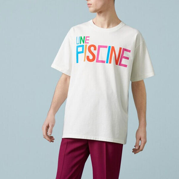 Футболка cotton jersey t-shirt with print 'ivory' Gucci, белый — фото 2