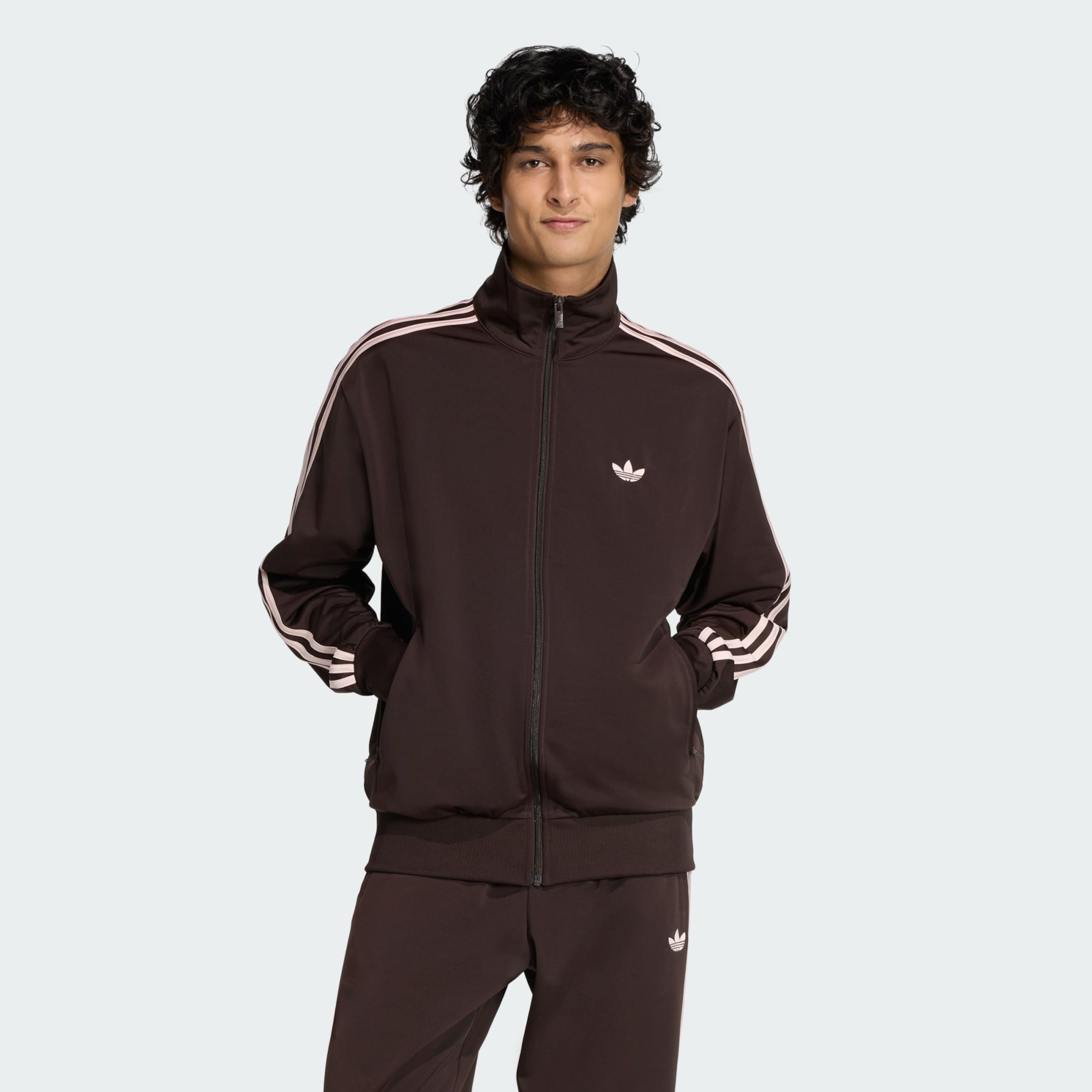 Adidas Originals Толстовка с капюшоном на молнии 'Firebird' в темно-коричневом цвете — фото 2
