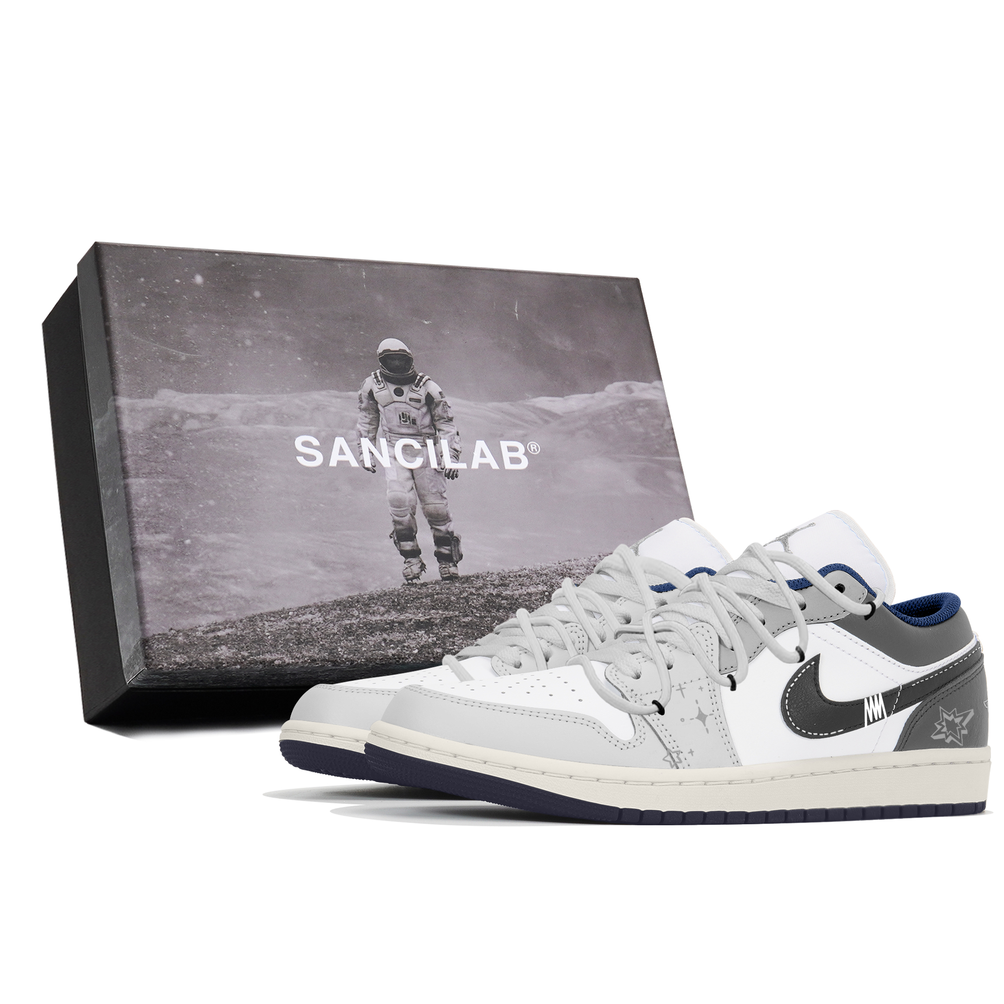 

Jordan Баскетбольные кроссовки Air 1 Slip-Resistant Low Top Vintage, мужские, серо-белые