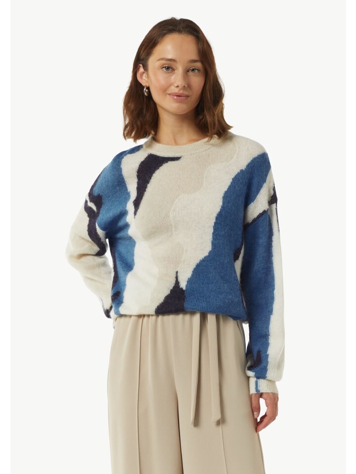

Пуловер comma Strickpullover langarm, цвет Blau-mehrfarbig