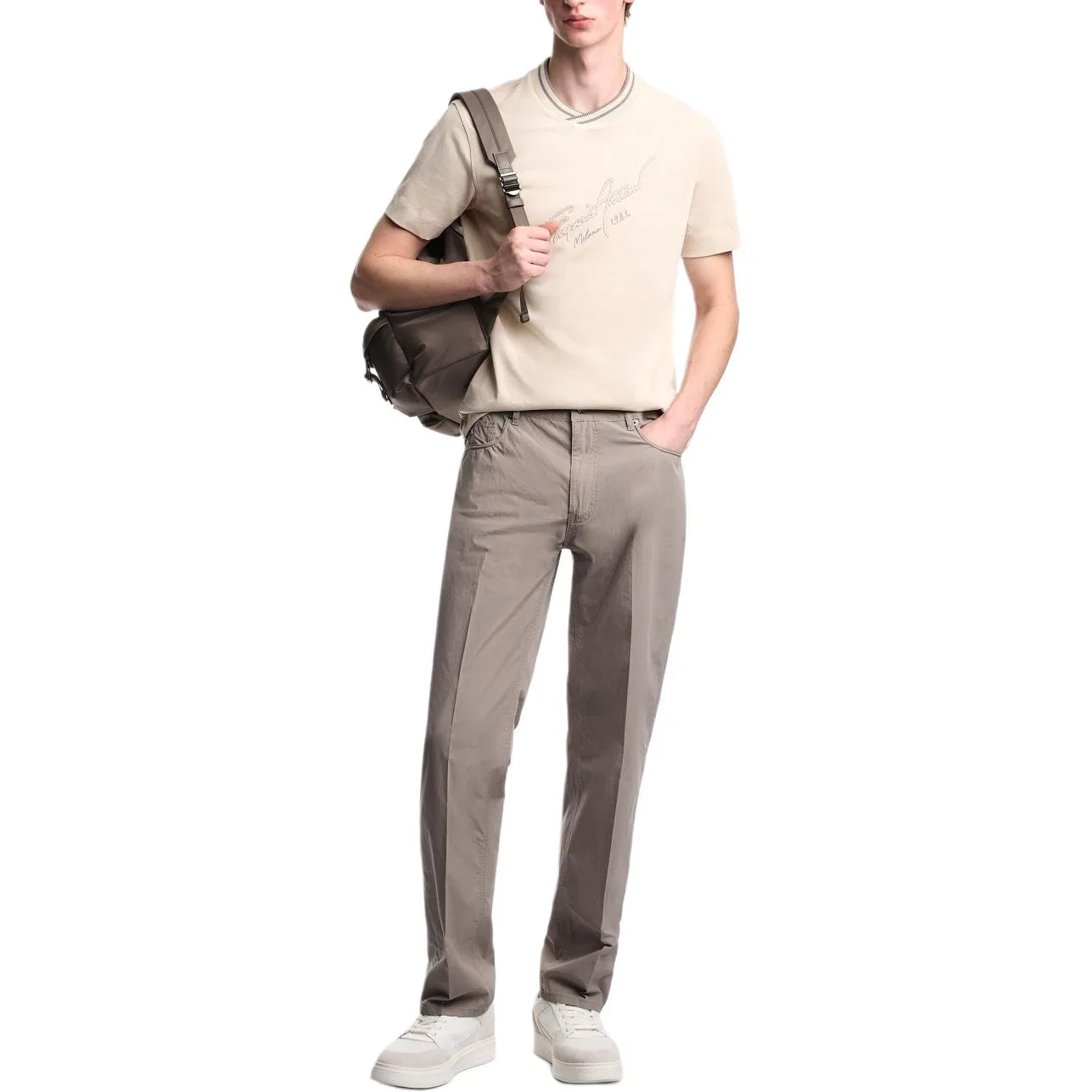 Повседневные брюки Emporio Armani светло-коричневые — фото 3