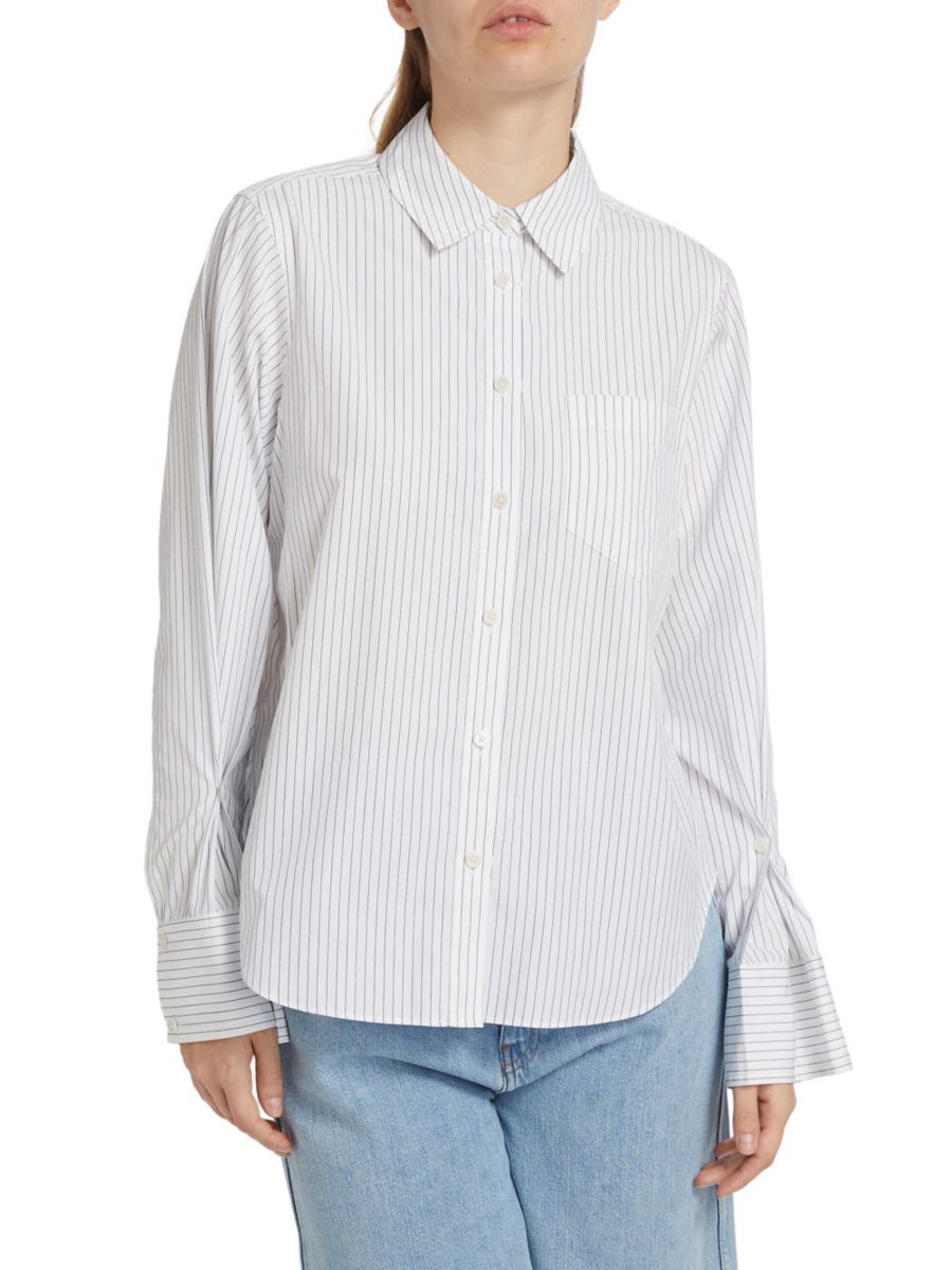 

Рубашка Wesley в тонкую полоску на пуговицах Derek Lam 10 Crosby, цвет White Navy