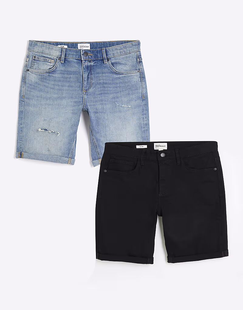 

Джинсовые шорты River Island, 2 шт. в упаковке, разноцветные