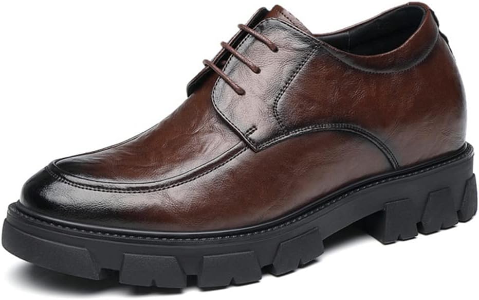 

Мужские классические туфли YGCEEIA с невидимой подошвой-каблуком, оксфорды на шнуровке, увеличивающие рост, для деловых встреч, свадеб и официальных мероприятий, коричневый