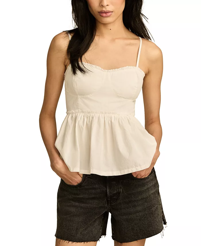 

Женский корсетный топ-ками с рюшами из хлопка Lucky Brand, белый