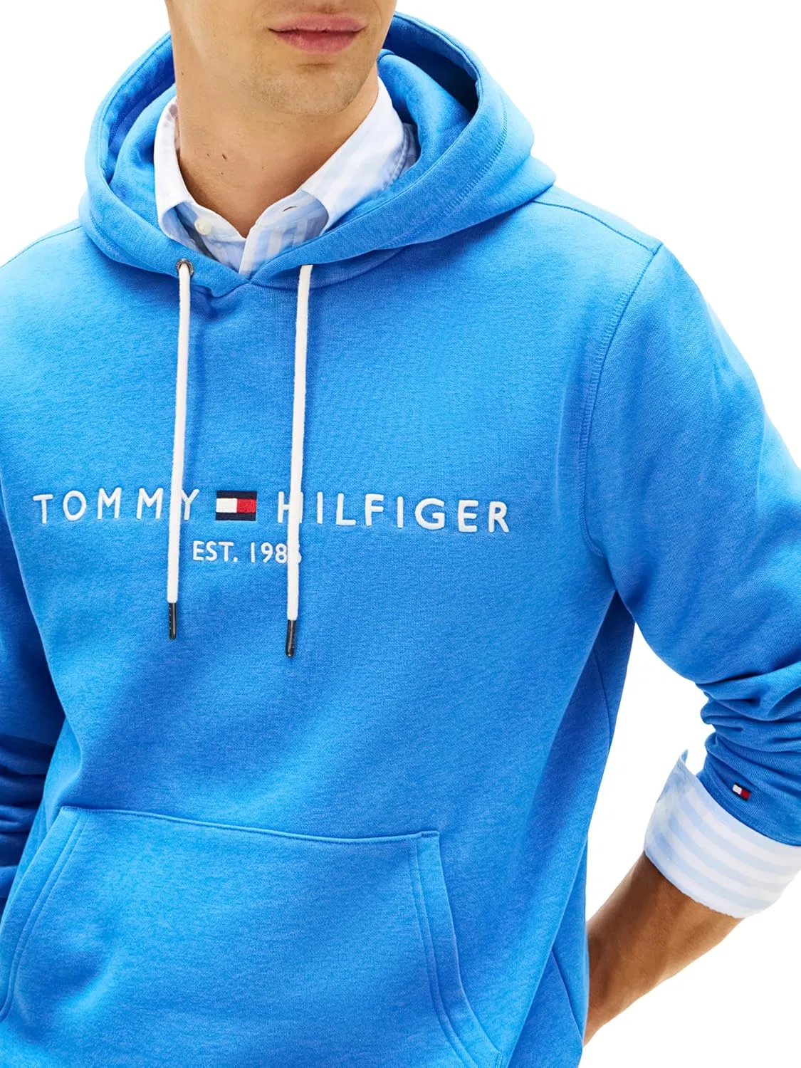 Худи флисовое Tommy Hilfiger с вышитым логотипом, цвет Blue Orbit — фото 2