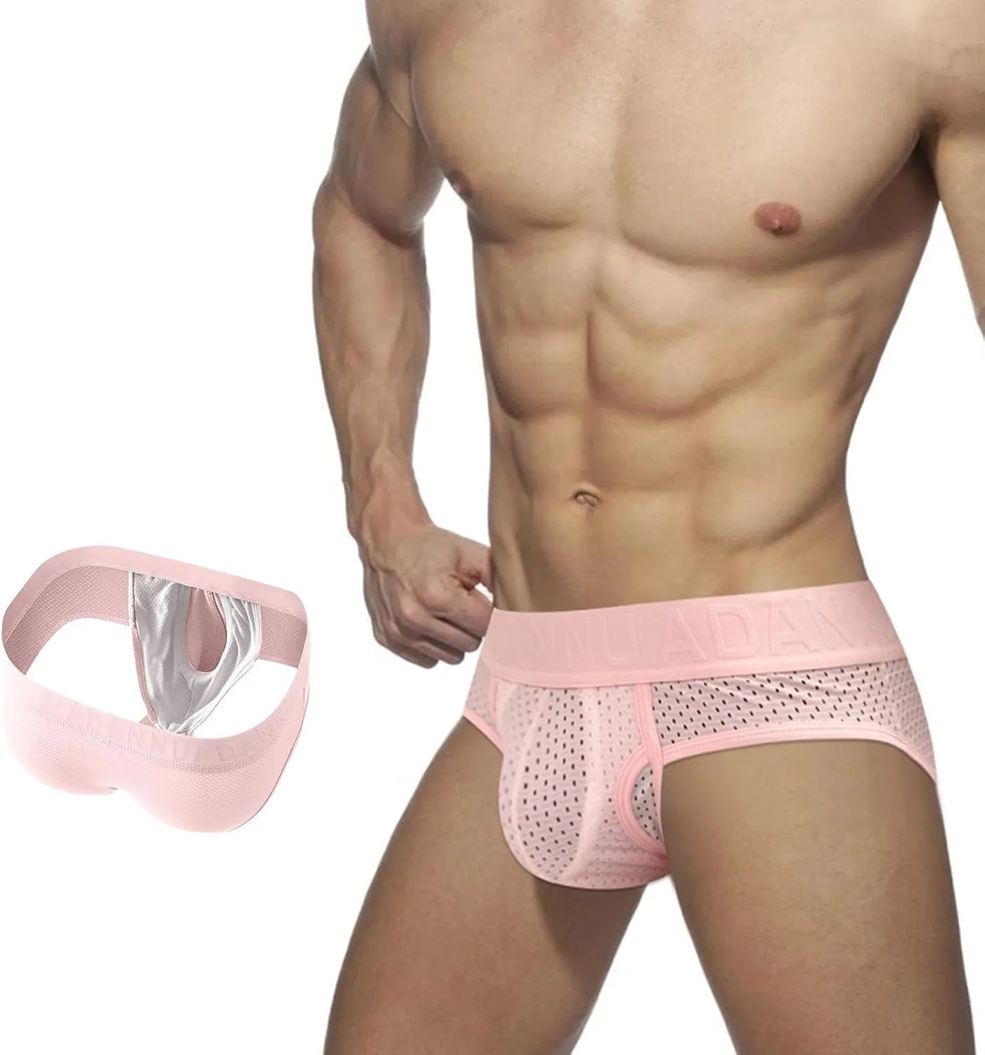 Брифы с раздельным мешочком Breathable Mesh Briefs, розовый