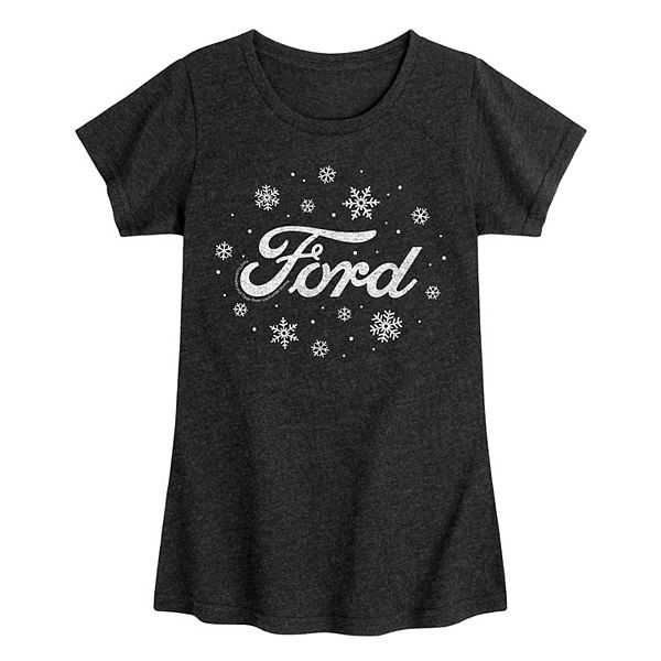 

Футболка с коротким рукавом для девочек с логотипом ford и снежинками Licensed Character, Heather Black