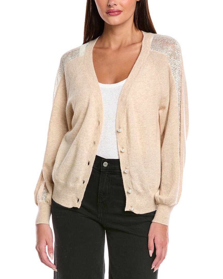 

Броде Кашемир с кружевными рукавами кашемировый кардиган Brodie Cashmere, Tan