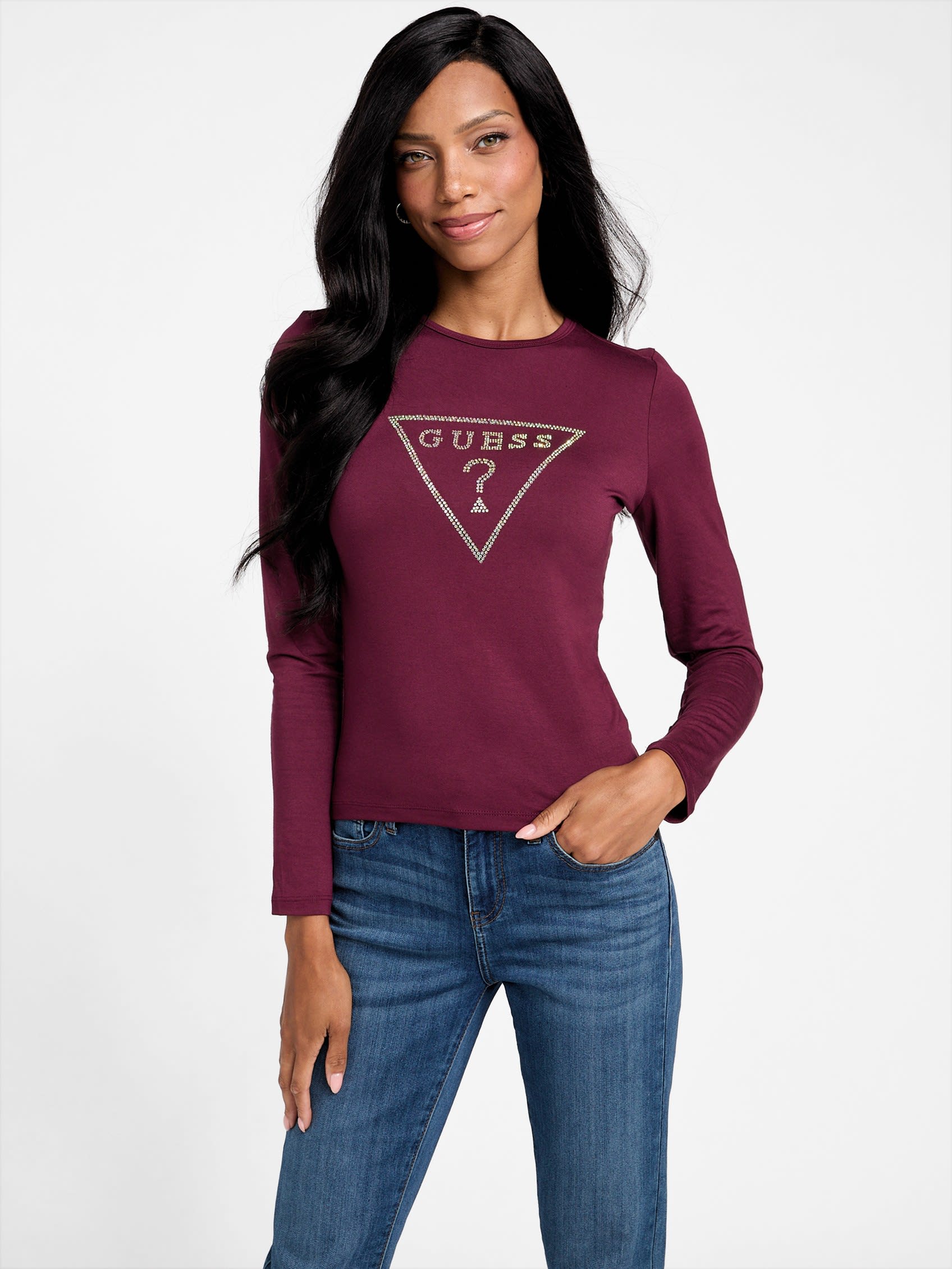 

Топ с логотипом Lamar Crewneck Guess Factory, цвет mystic wine