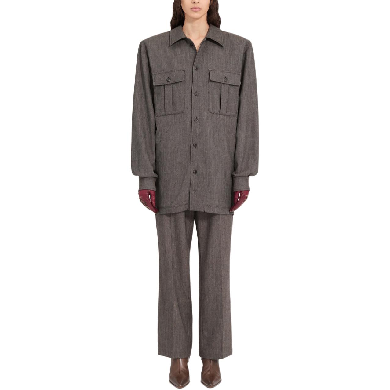 FW25 Длинное платье с длинными рукавами для женщин MM6 Maison Margiela, коричневый — фото 3