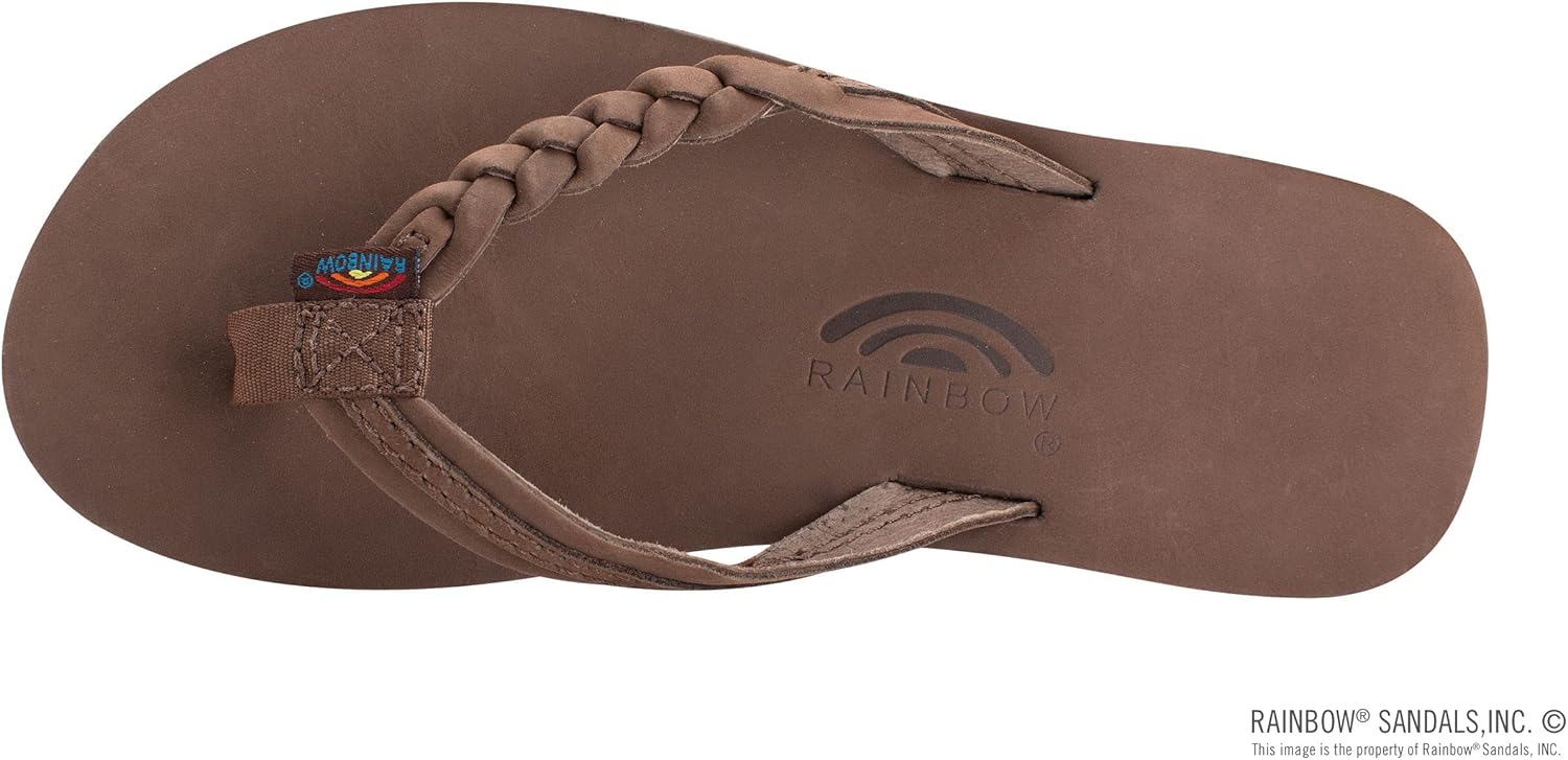 Детские сандалии Rainbow, один слой, премиум-кожа, плетеный ремешок Flirty Braidy Rainbow Sandals, эспрессо — фото 3