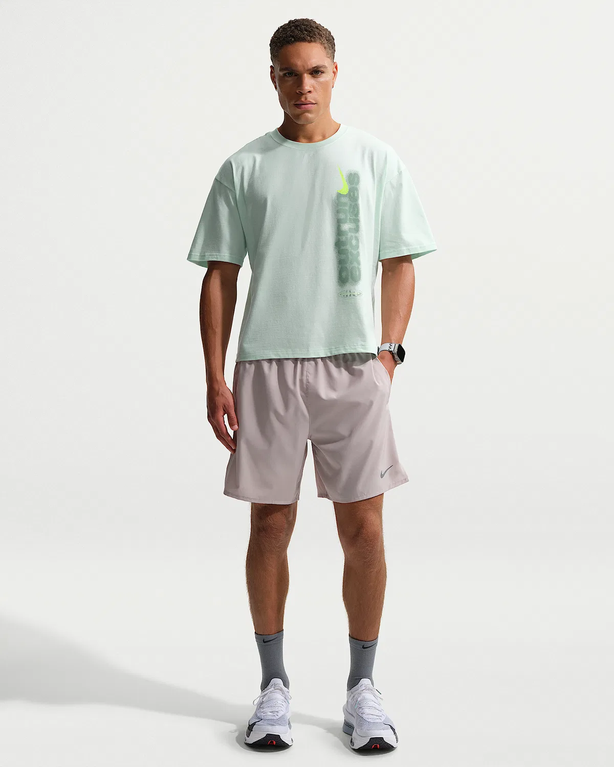 Мужская футболка для бега с коротким рукавом Nike, Barely Green/Steam — фото 4