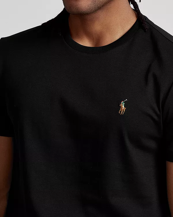 Хлопковая футболка с вышитым логотипом Polo Ralph Lauren, черный — фото 4