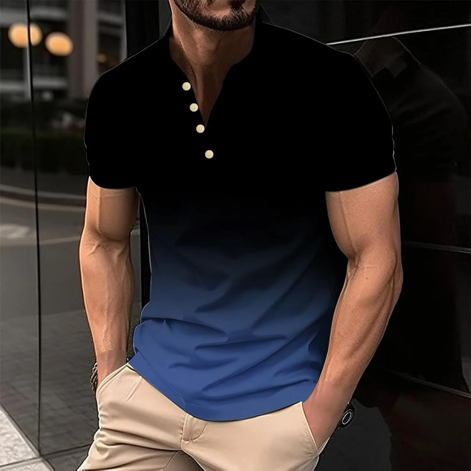 Мужская рубашка с коротким рукавом, casual, big and tall, cotton linen, moisture wicking — фото 2