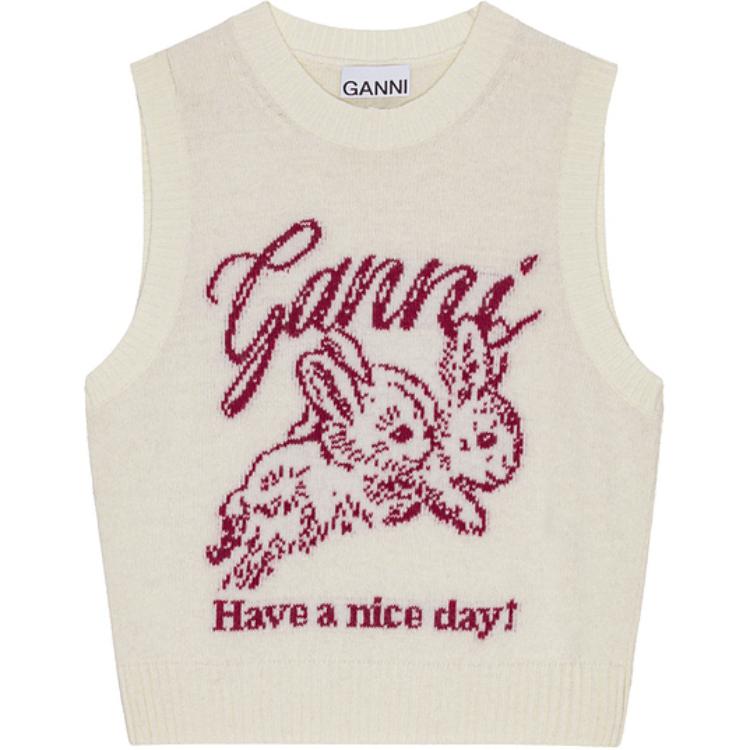 

Футболка FW24 Vest Women's White Heron GANNI, Белый, Футболка FW24 Vest Women's White Heron GANNI