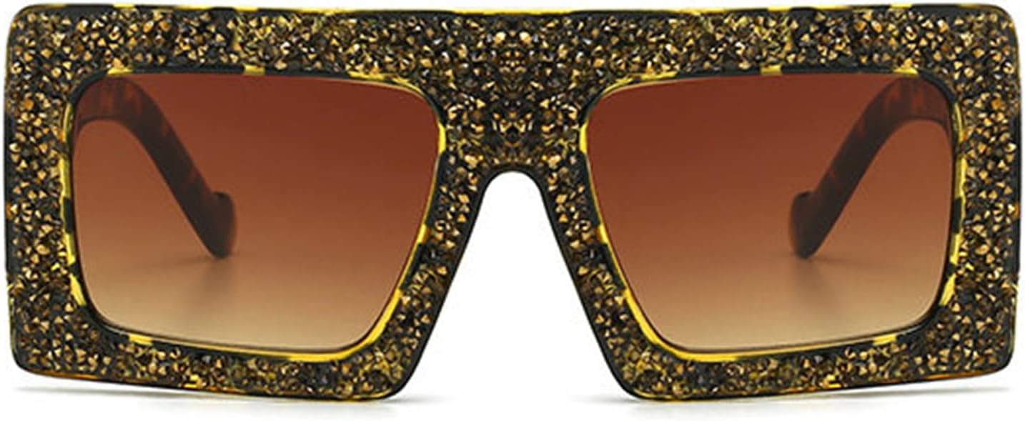 

willochra Модные блестящие цельные солнцезащитные очки с крупными стразами для женщин, роскошные солнцезащитные очки с бриллиантами, защищающие от УФ-излучения, Leopard