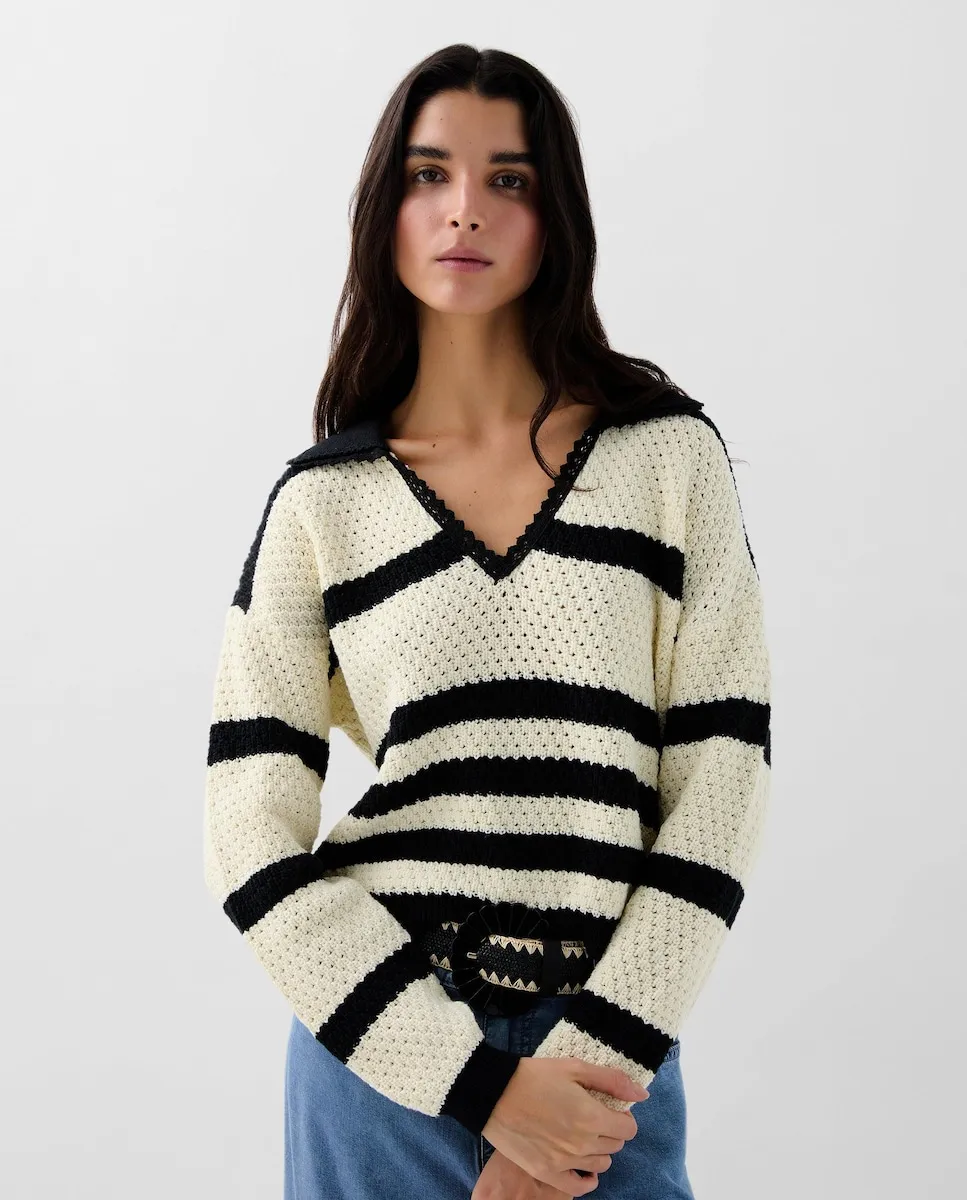 

Женский трикотажный джемпер с V-образным вырезом Scalpers, черный